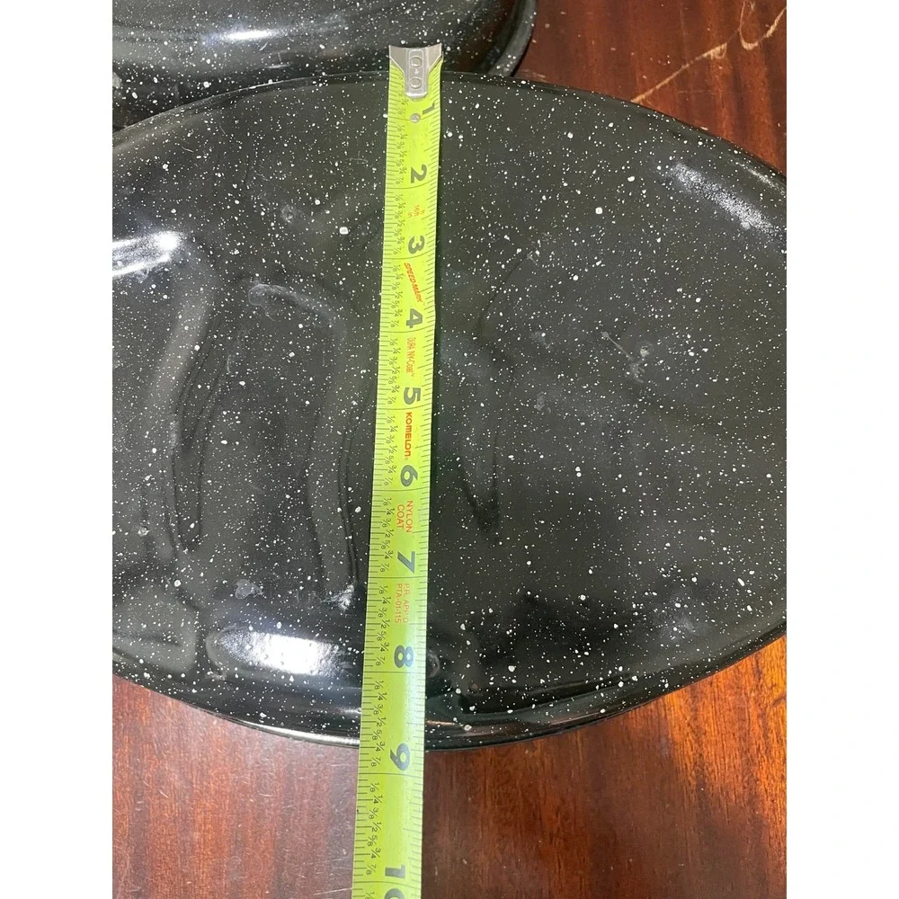 Granite Ware Black Speckled Oval Roasting Pan with Self Basting Lid 13 Inch
